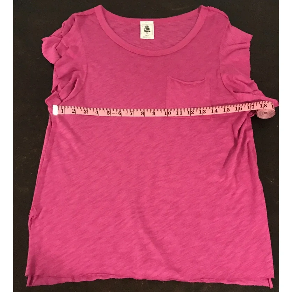 Free People We The Free So Easy Flutter Tee XS Raspberry Short Sleeve Boho Top